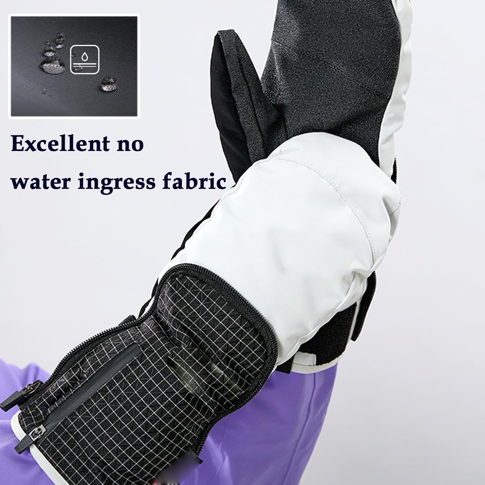 Guantes de Esquí, Manoplas cálidas de Invierno para Hombre Mujeres, Guantes de Moto Invierno Impermeable, Regalos para Hombres y Mujeres,[a] White,M