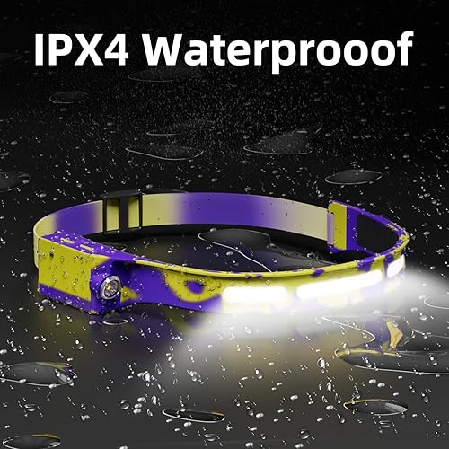 Miniatura 7 de Daining Linterna frontal LED, lámpara frontal recargable por USB, haz ancho de 230, con sensor de movimiento, linterna impermeable súper brillante