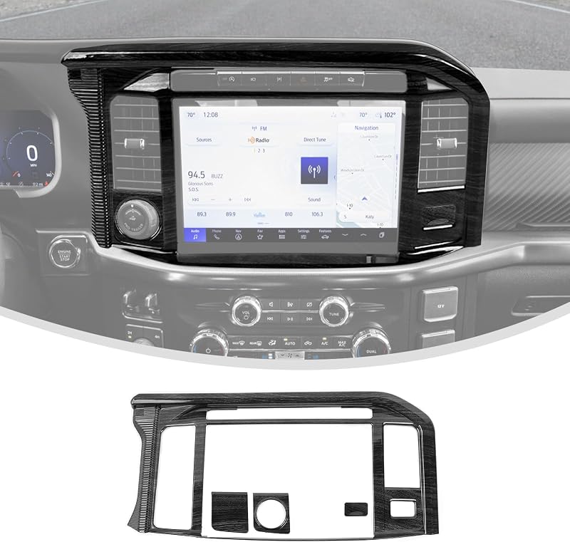 Linskip Capa para Tela de Informações do Painel Compatível com Ford F150 e F150 Raptor 2024–2026+, Acabamento Interno em ABS Estilo Madeira Escura