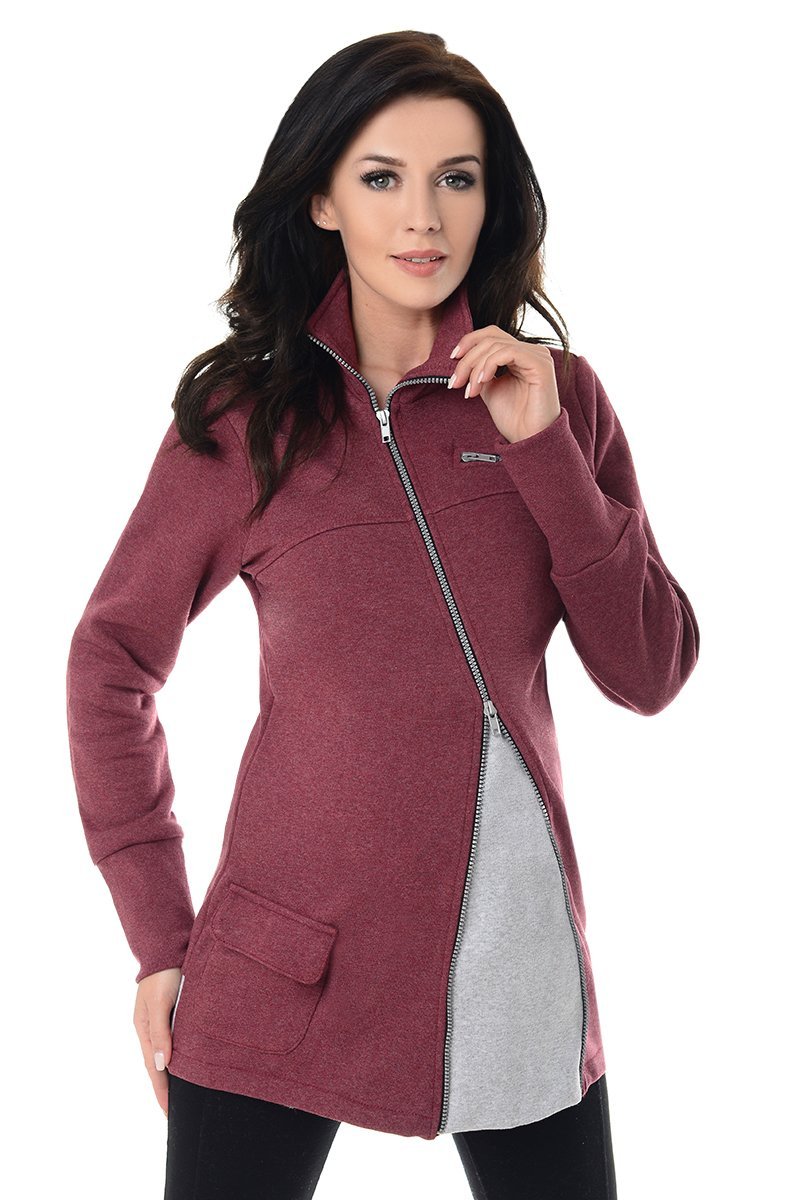 Hoodie Across Body Adjustable Zip Cowl Neck Pullover Woman 9055