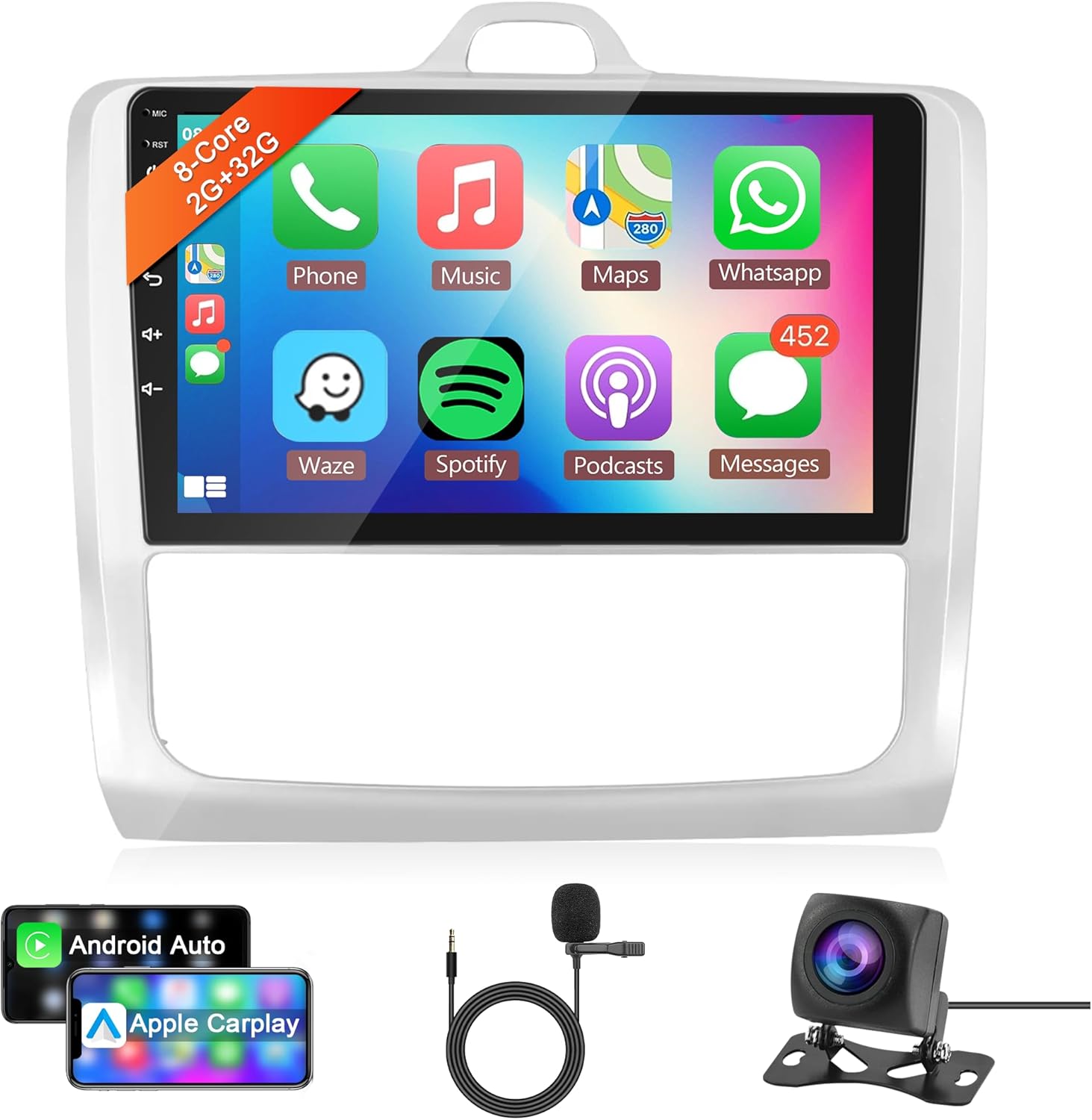 Autoradio Ford Focus 8 Core 4G+64G Wireless Carplay Android 13 Autoradio Per Ford Focus Mk2 Mk3 Exi MT 2 3 2004-2011 9 Pollici Autoradio Con Android Auto GPS Navi WiFi Mirror Link