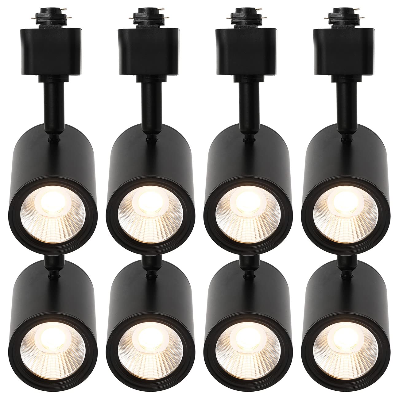 12W LED Track Light Heads,Dimmable H Type Track Lighting Heads 3000K Warm White for Kitchen Accent,Wall,Art Exhibition, Lighting,60°Flicker Free CRI90+ 8 Pack (Black)