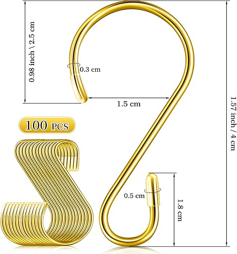 Miniatura 8 de 100 ganchos de acero inoxidable en forma de S de 3.15 pulgadas, ganchos de metal para colgar, ganchos de cortina para ollas, sartenes, tazas,