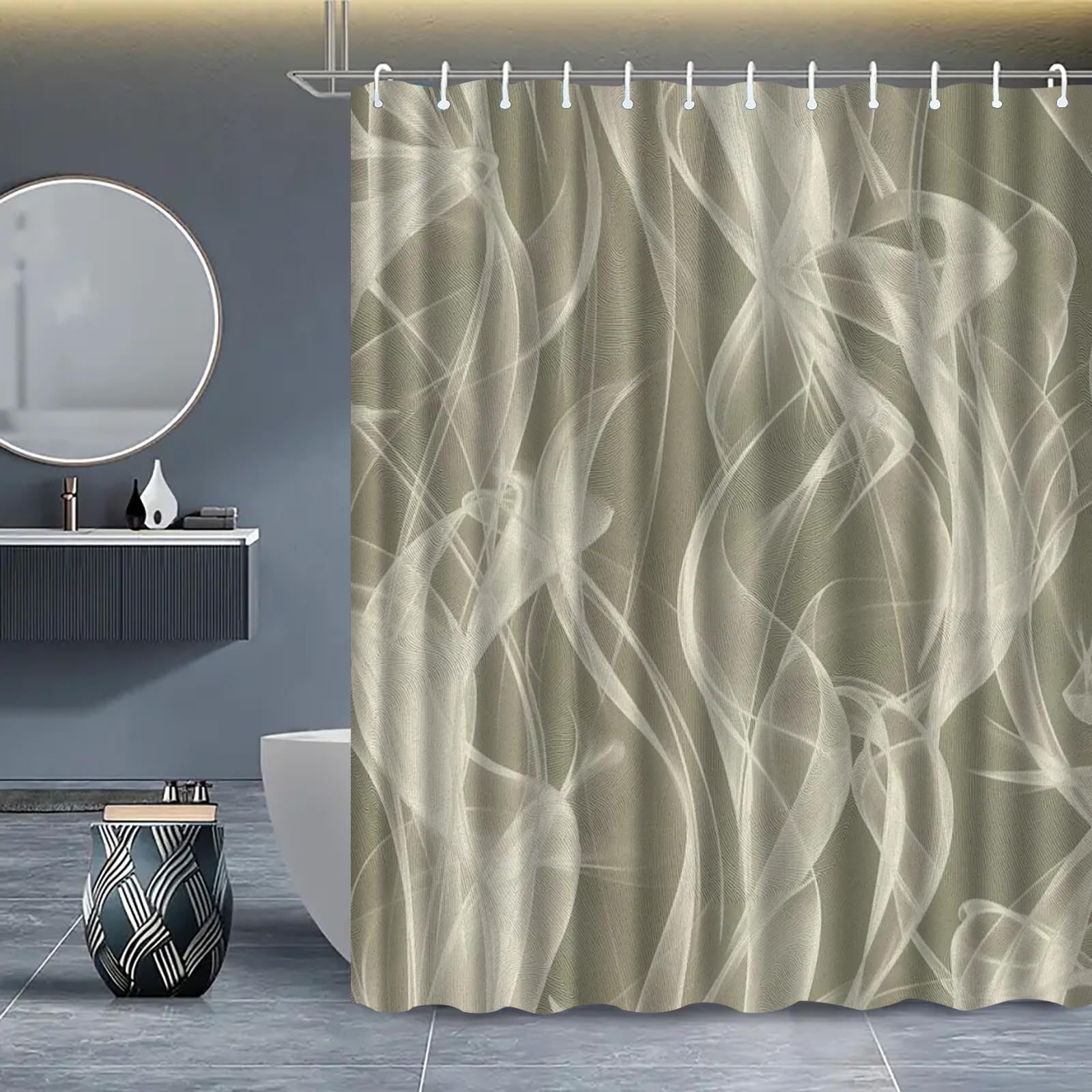 KELAIMI Abstract Striped Shower Curtain,Simple Modern Geometric Bathroom Curtain,Waterproof Luxury Bath Curtain with Hooks Style 9 180X180Cm