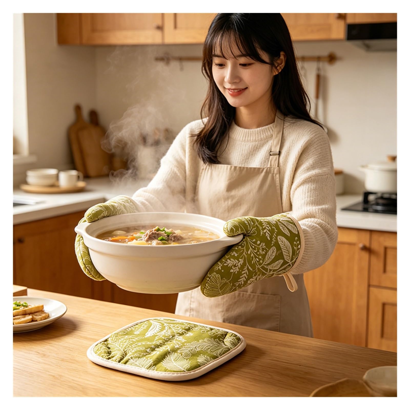 1 Paire De Gants Isolants en Coton Épais pour Cuisine