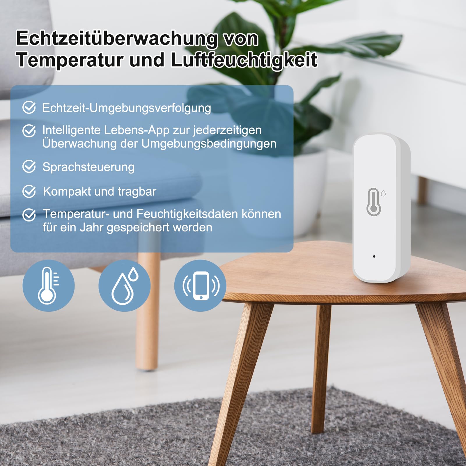 4 PCS capteurs hygromètre thermomètre, pour détecteur intelligent de température et d'humidité Zigbee, capteur d'intérieur sans fil autocollant avec Alarme de Notification D'application à Distance