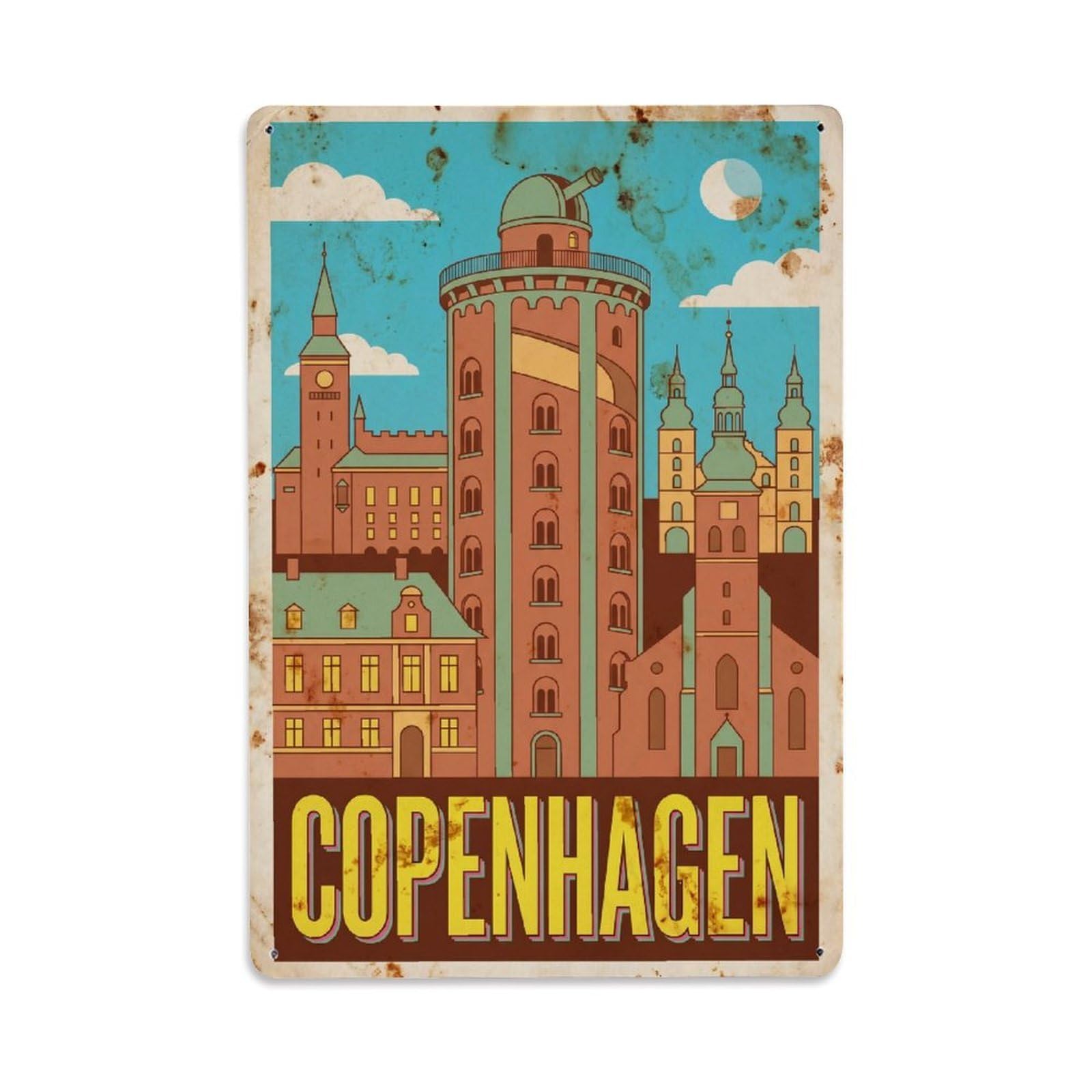 Este 8X12inch Style Vintage Travel Copenhagen Denmark Enthralling Metal Tin Sign