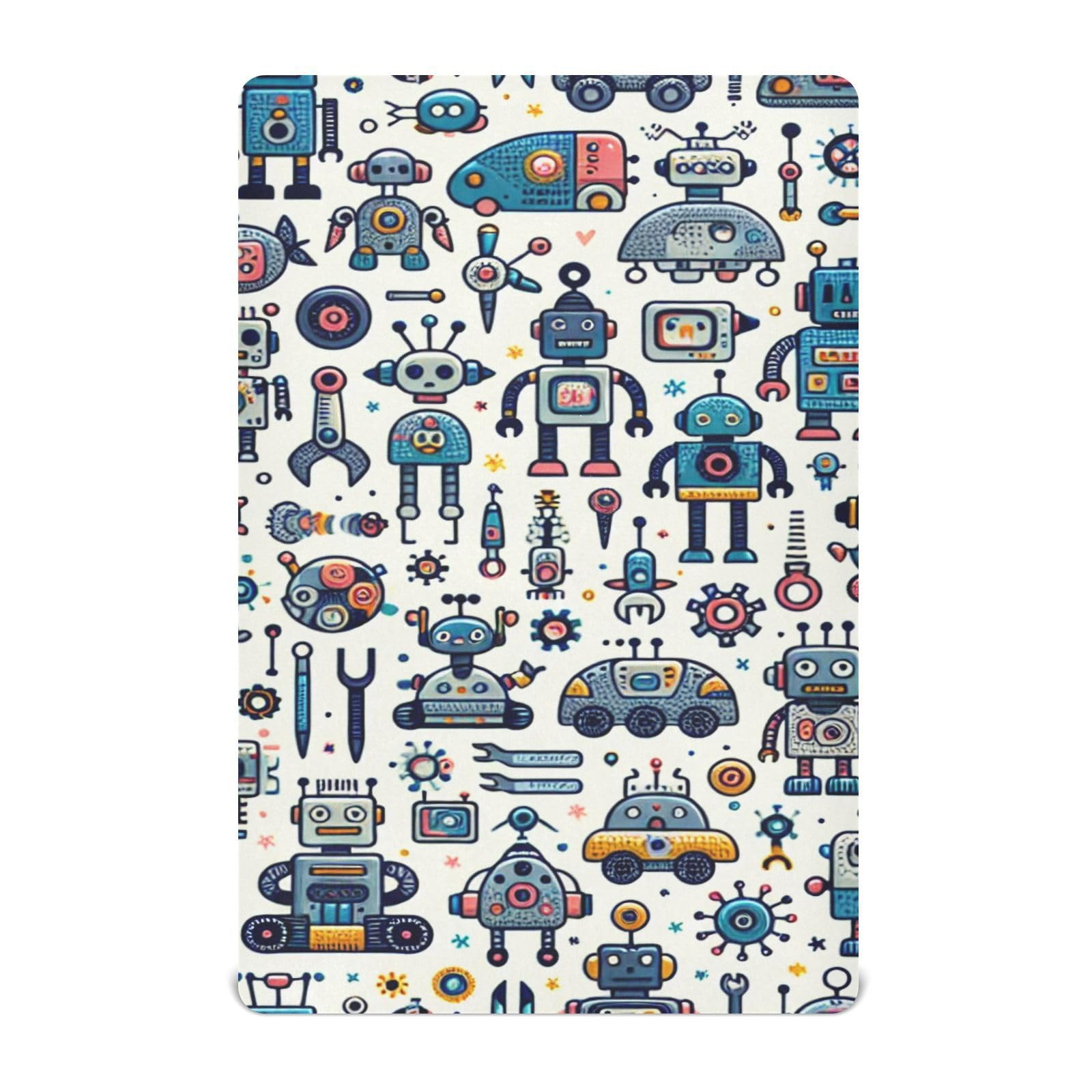 YANENDIE Cute Robot Pattern Crib Sheets - Boys & Girls Cotton Crib Sheet for Standard Crib and Toddler Mattresses 39 X 27 Inch