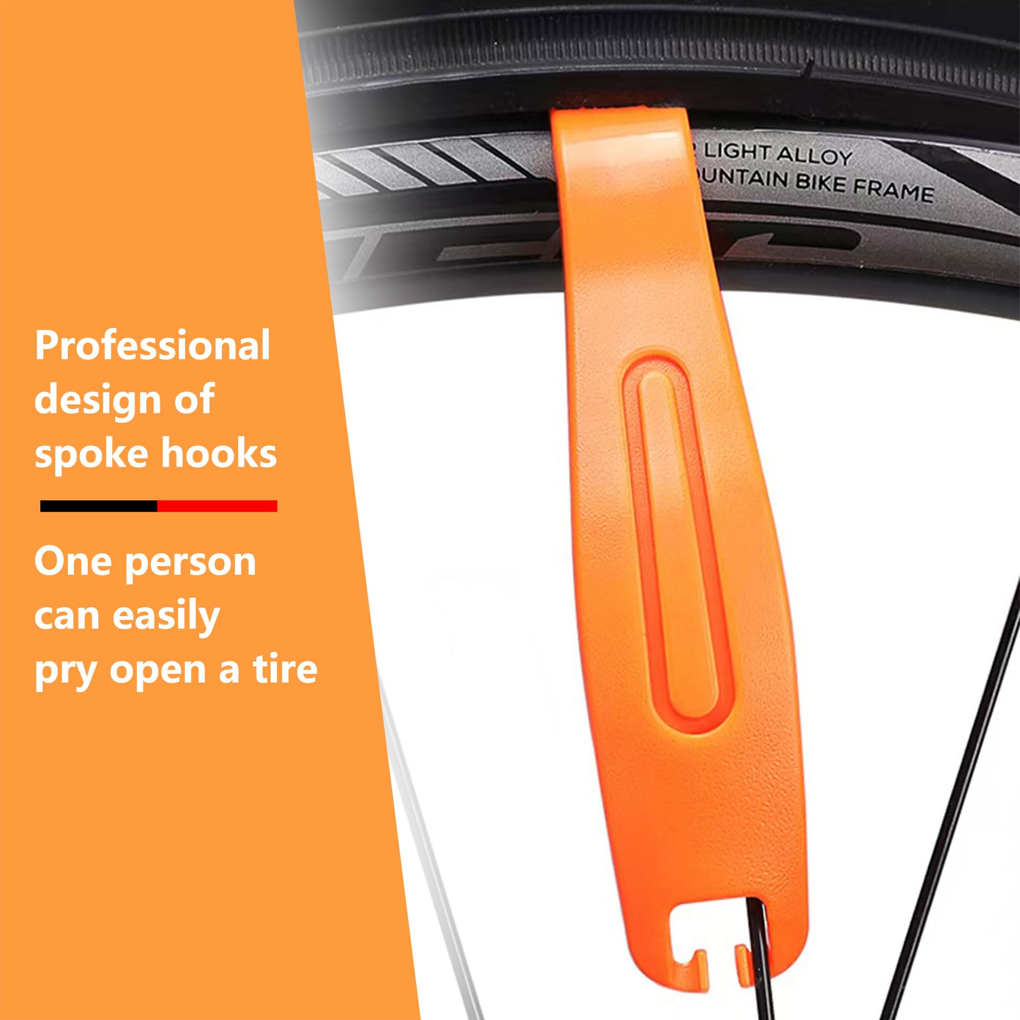 Bike Tire Levers| 3-Pcs Ultra Strong Tire Levers & 2-Pcs Stainless Steel Tire Spoons, Bike Tire Removal Tool for Road or Mountain Bike Tires, Must Have Bike Tire Tool in Bike Tire Repair Kit