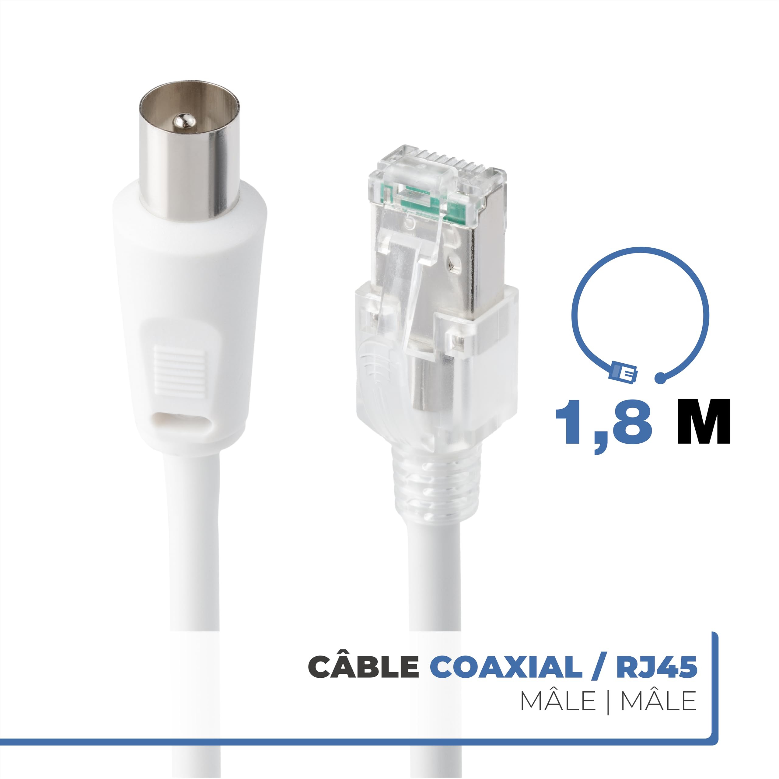 APM France, 408025, Câble Rj45 / Coaxial, 2M