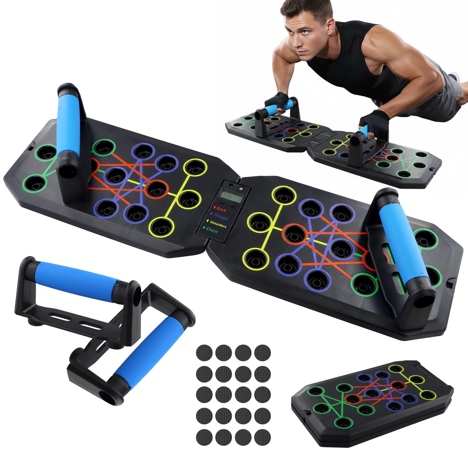 Deska pushup, wielofunkcyjny system stojaków pushup 14 w 1, przenośny, wielofunkcyjny, odpinany drążek pushup, trening siłowy, stojak pushup z uchwytami, dla mężczyzn i kobiet, trening, fitness