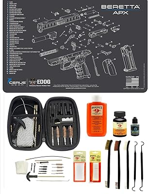 EDOG Range Warrior 27 Pc Gun Cleaning Kit - Compatible with Beretta APX - Schematic (Exploded View) Mat, Range Warrior Universal .22 9mm - .45 Kit & Tac Book Accessories Set