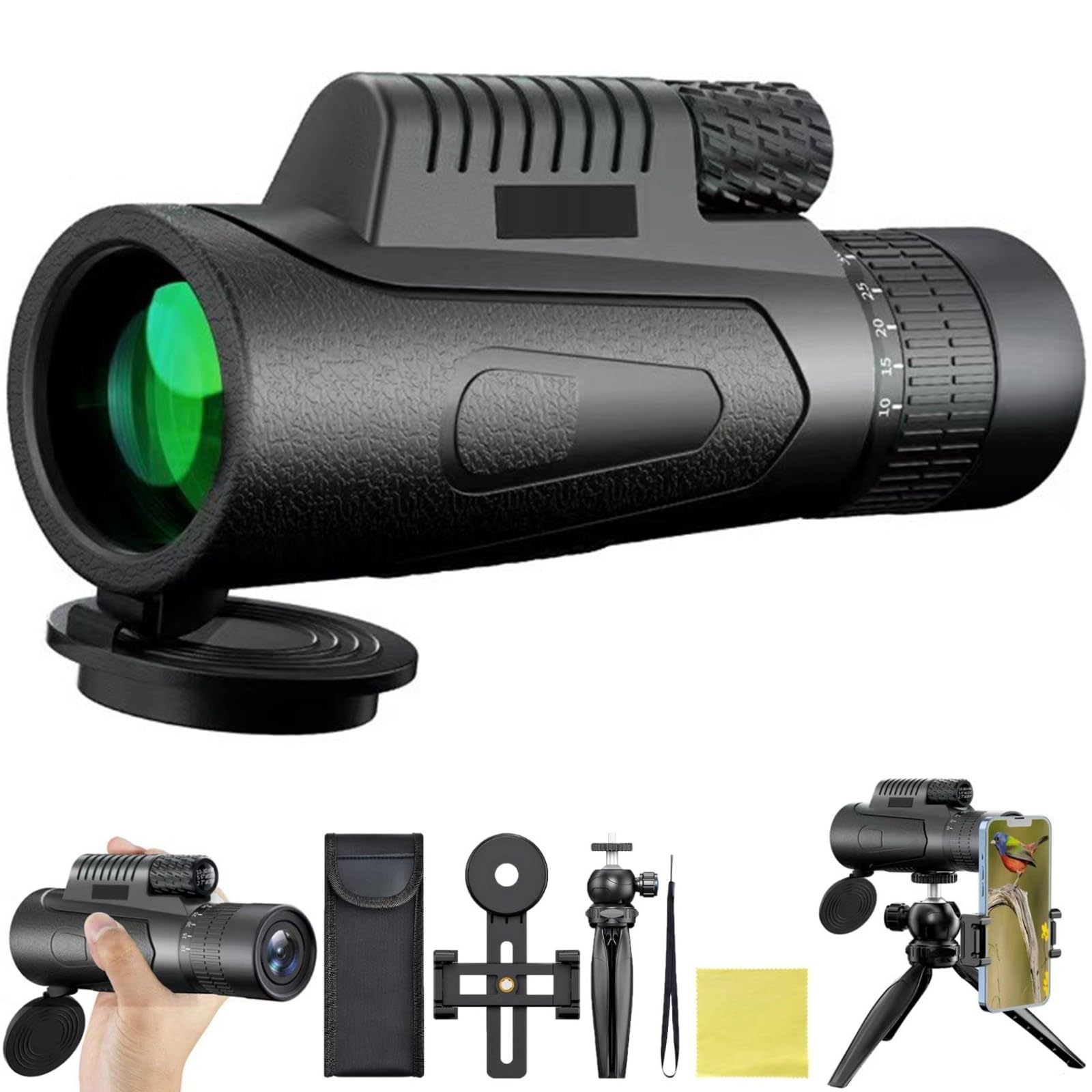 Monocular, 10-30x50 Monocular Telescope, für Erwachsene und Kinder, FMC BAK4 Prisma, Monokular klein, für sportveranstaltungen Vogelbeobachtung Reisen Jagd Konzert Sport im Freien