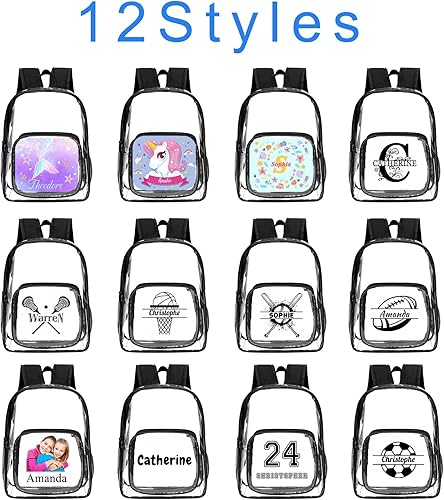 Miniatura 2 de Amlion Mochila transparente personalizada con nombre, mochilas transparentes personalizadas, foto con logotipo personalizado para el lugar de