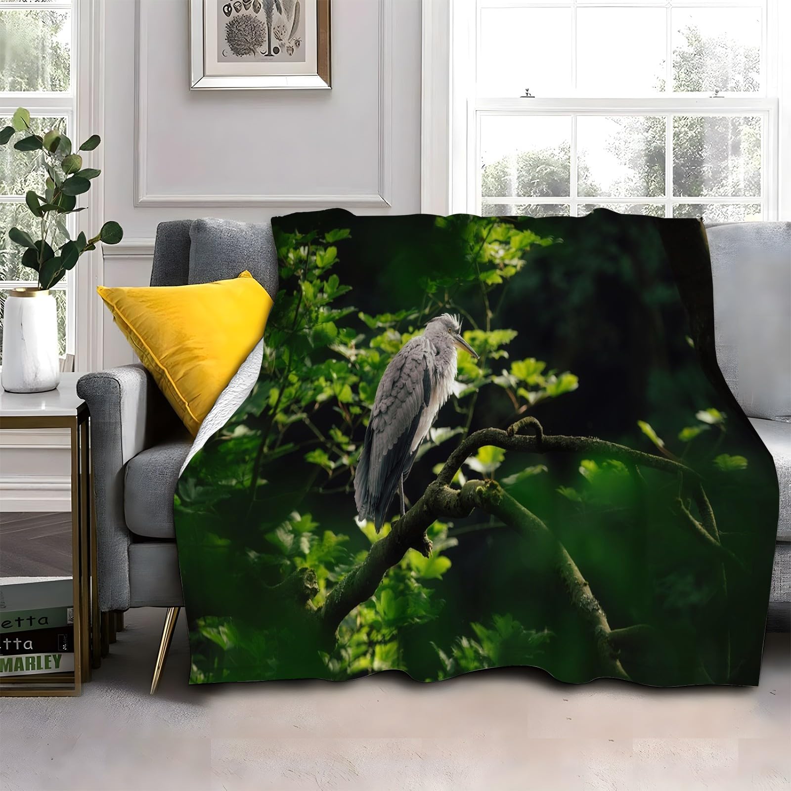 Koc leśny koc z czapli nocnej koc na łóżko pojedyncze ciepłe miękkie koce na sofę flanelowe 180 x 200 cm na wszystkie pory roku
