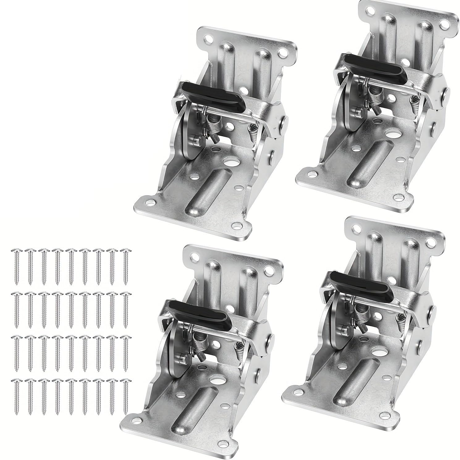 Dmlayhp Silver 4Pcs Foldable Bracket Folding Locking Hinge Lock Extension Support Self-Lock Hinge With Screws(Silver)