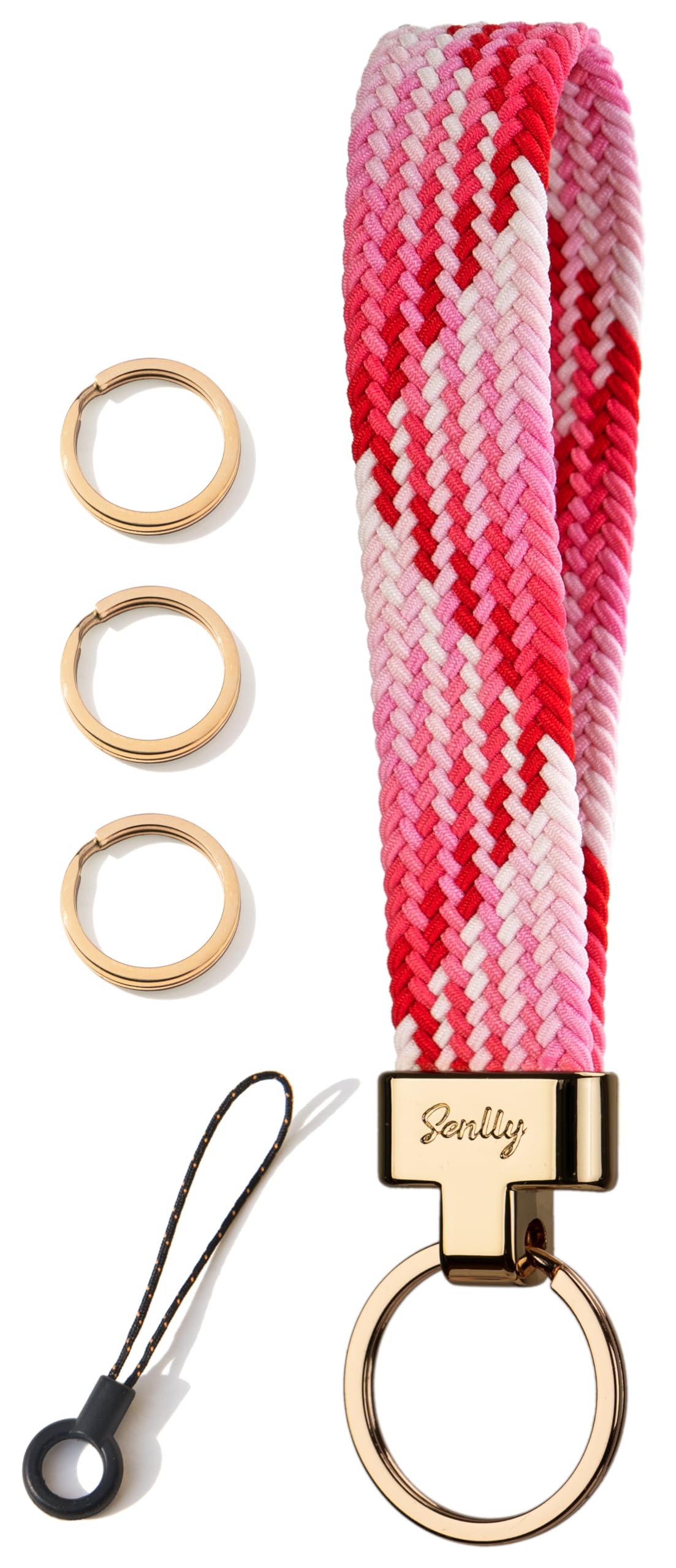 Senlly Unisex R304 Strawberry Red Wristlet Lanyard, Stretchy Keychain Holder, Original Elastic Anti-Drop Design Keyring