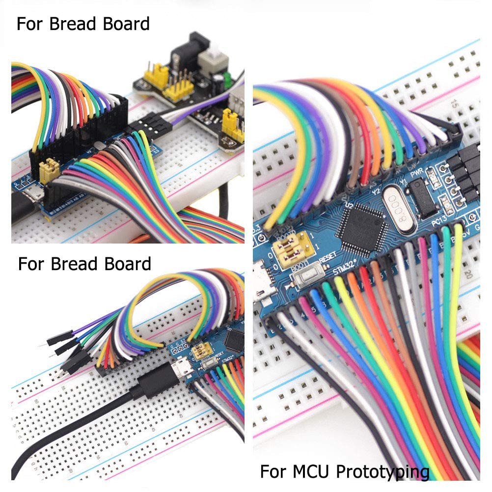 GTIWUNG 9 sztuk 40 pinów Jumper Wire Kabel, Breadboard Ribbon Cables, 10 cm & 20 cm & 30 cm żeński/męski mostek wtykowy 24AWG do płyt Arduino i Raspberry Pi Breadboard