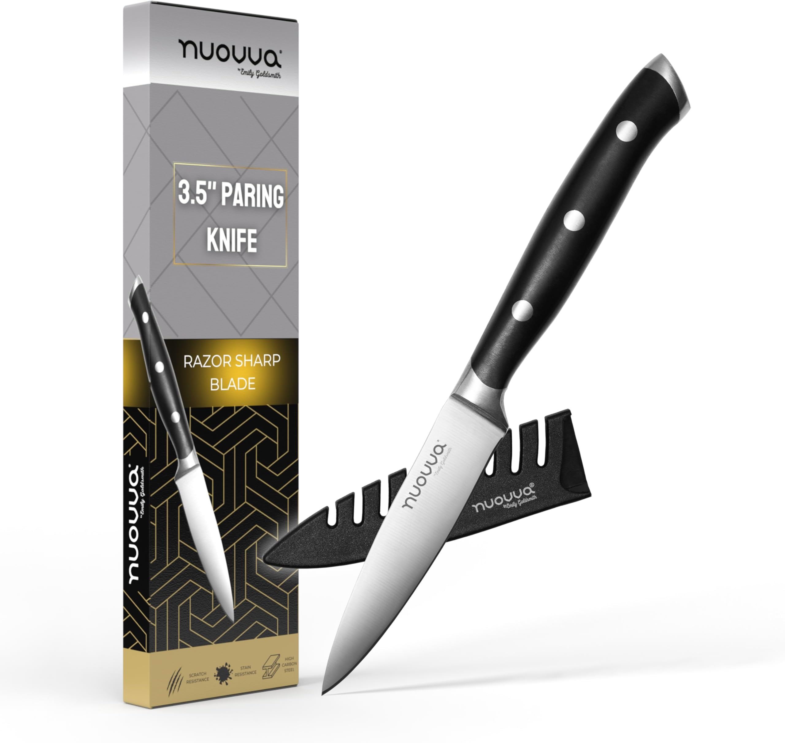 nuovva Sharp Small Paring Knife – Professional Utility Knife – 3.5 inch German High Carbon Stainless Steel – Kitchen Vegetable Knife