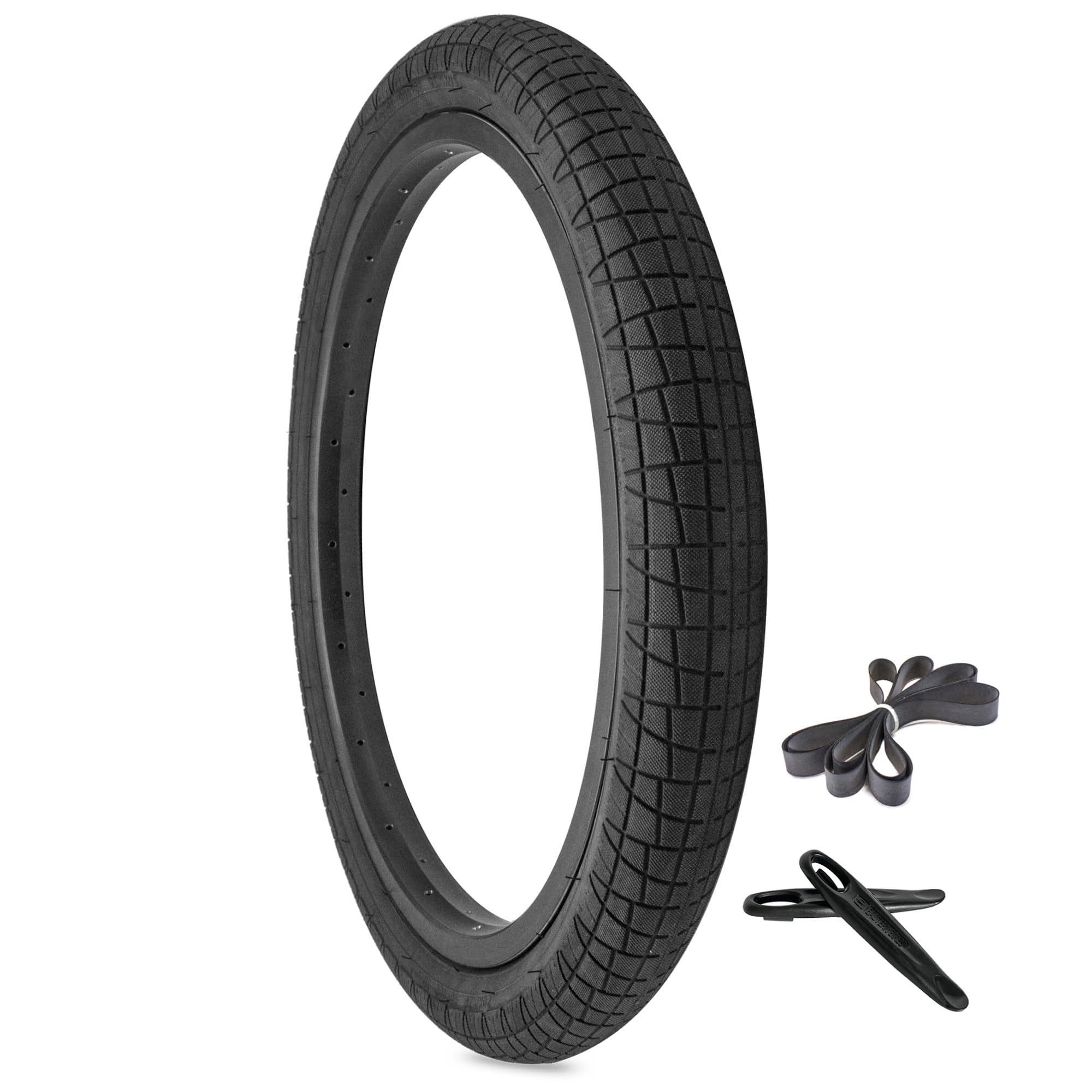 Eastern Bikes Throttle 20 inch BMX Tires Available with or Without Tubes, 2.2, 2.3 and 2.4 Inch Widths, Black, White or Yellow Logo. (2.2" No Logo, 1