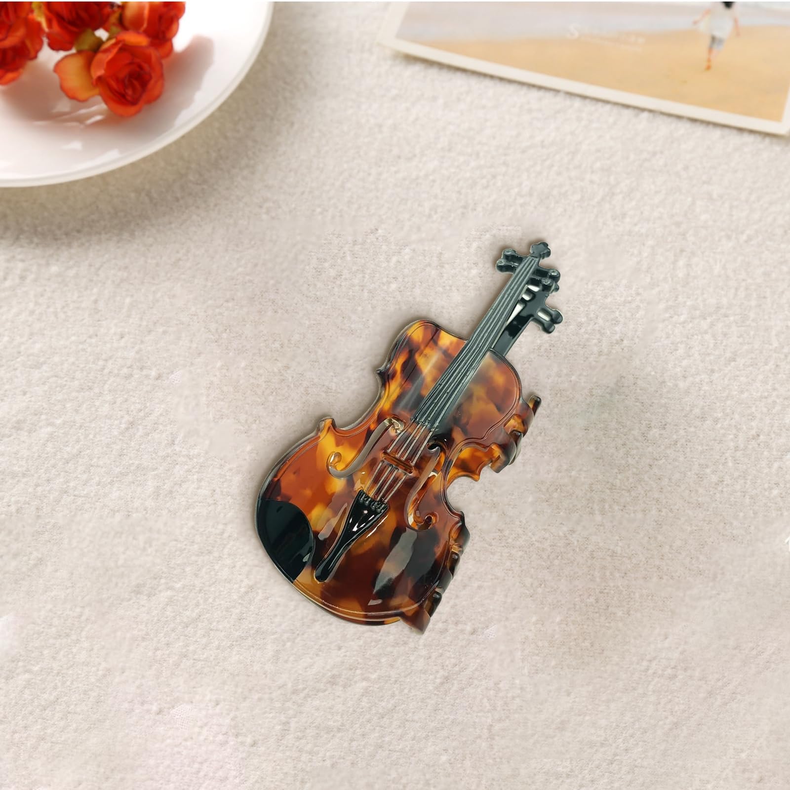 Funny Violin Hair Clip,Novelty Acetate Claw Clips for Women,Music Instrument Tortoiseshell Jaw Clip Barrettes,Elegant Decorative Hair Barrette Accessories,Birthday Holiday Gifts