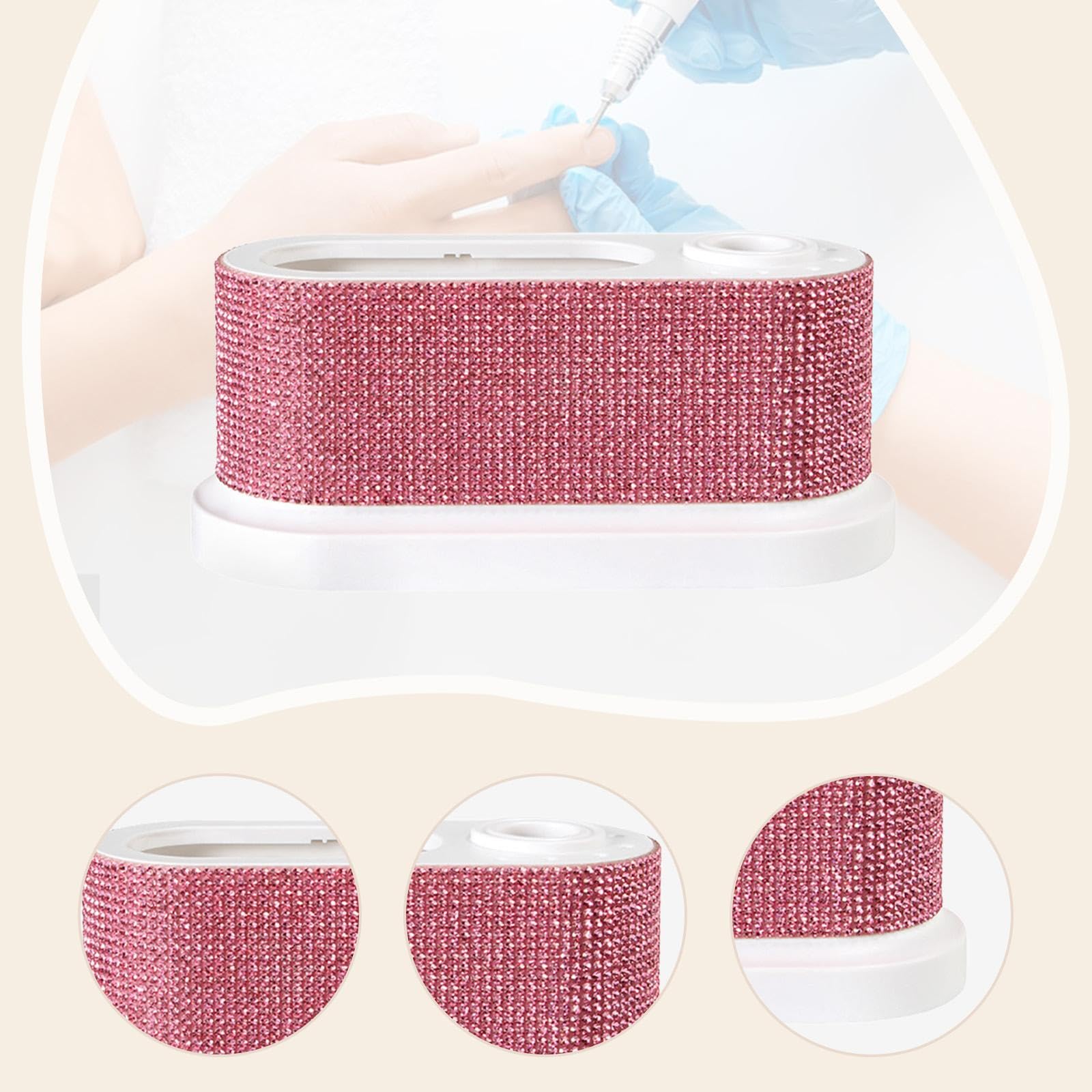 MagiDeal Organisateur pour polisseuse à ongles, coffret de rangement de bureau pour outils de manucure, boîte de rangement pour embouts de meulage, support, Rose