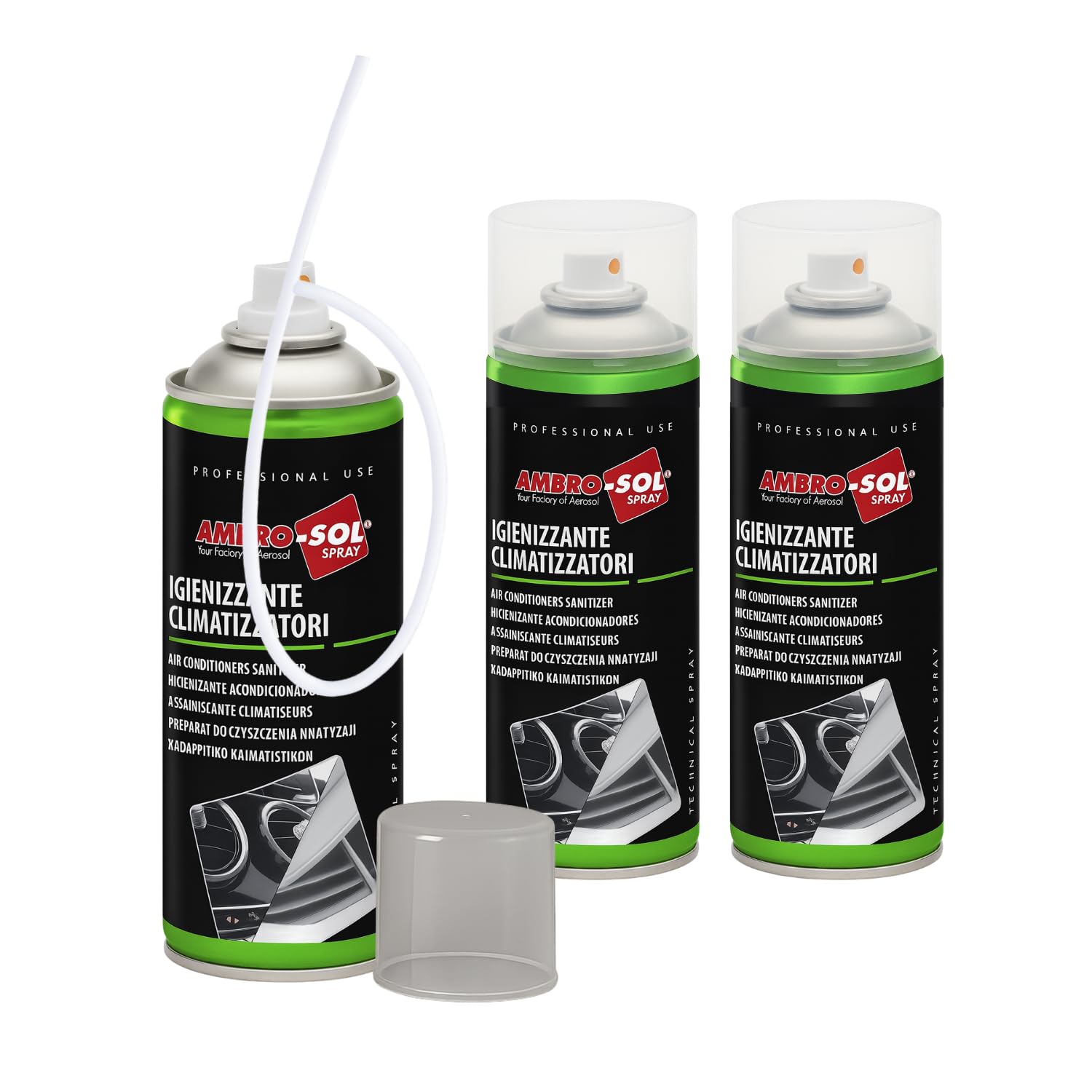 Bomboletta Igienizzante climatizzatori 400 ml Climatizzatore Igienizzante Virus, Batteri, Spray, Climatizzatore Auto, Battericida e Fungicida + Cannuccia di 60 cm (3)