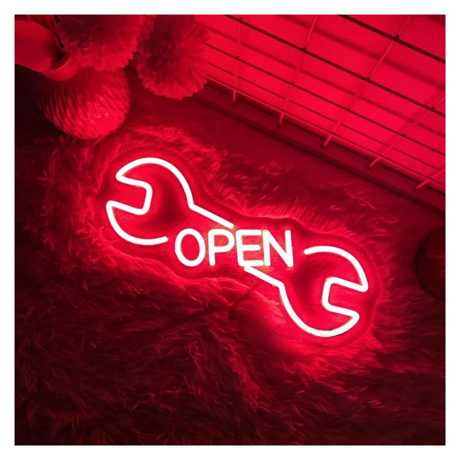 Luces de neón Luces De Neón LED OpenPara Colgar En La Pared, Barra Alimentada Por USB, Salón De Belleza, Tiendas, Carteles Abiertos De Garaje(50x19cm)