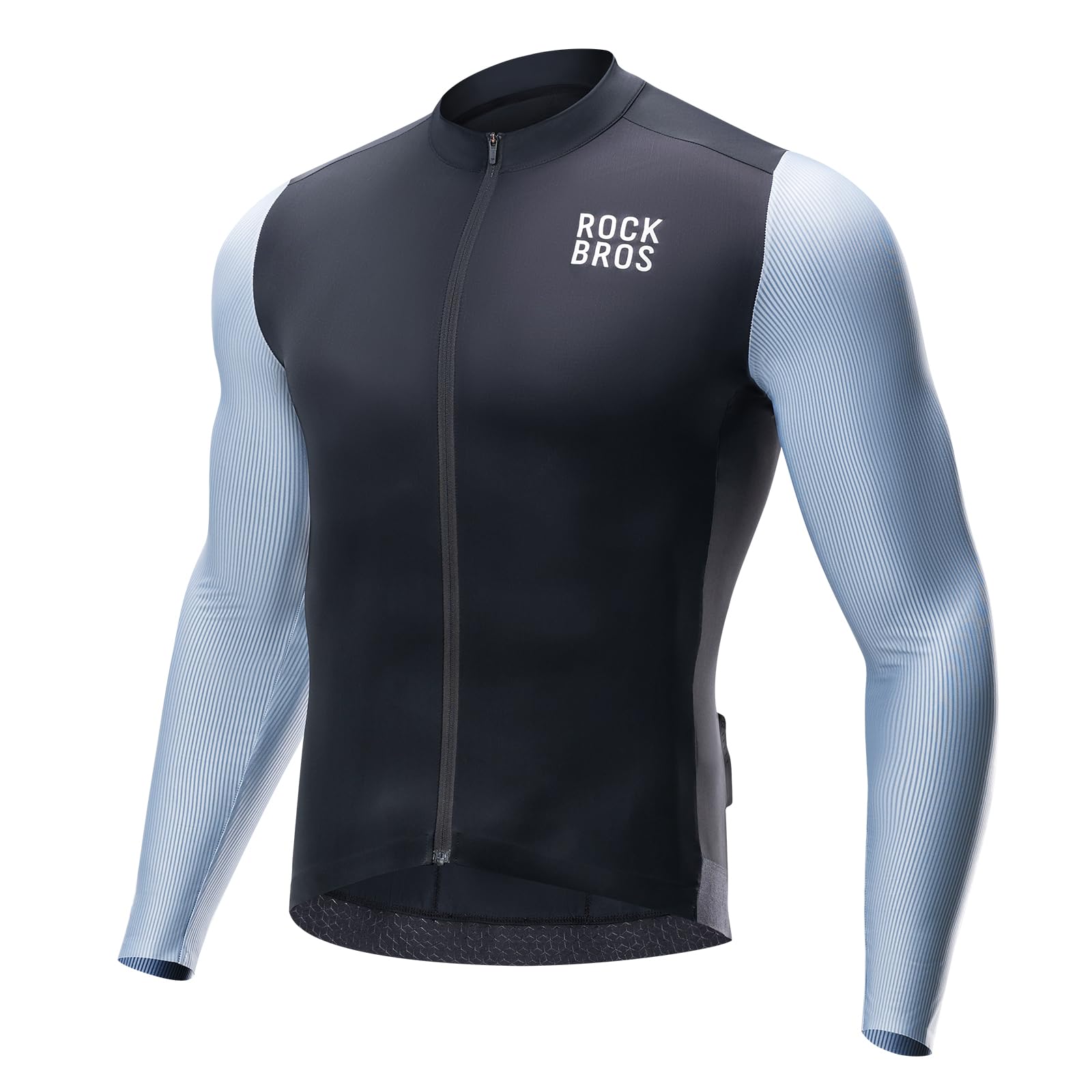 ROCKBROS Męska Koszulka Rowerowa z Długim Rękawem-Szybkoschnąca Koszulka na Rower na Lato z 3 Kieszeniami, Top do Ćwiczeń, Idealna na Rowery, Szosy, MTB, Bieganie, Wędrówki, Fitness, M/L/XL/XXL/3XL