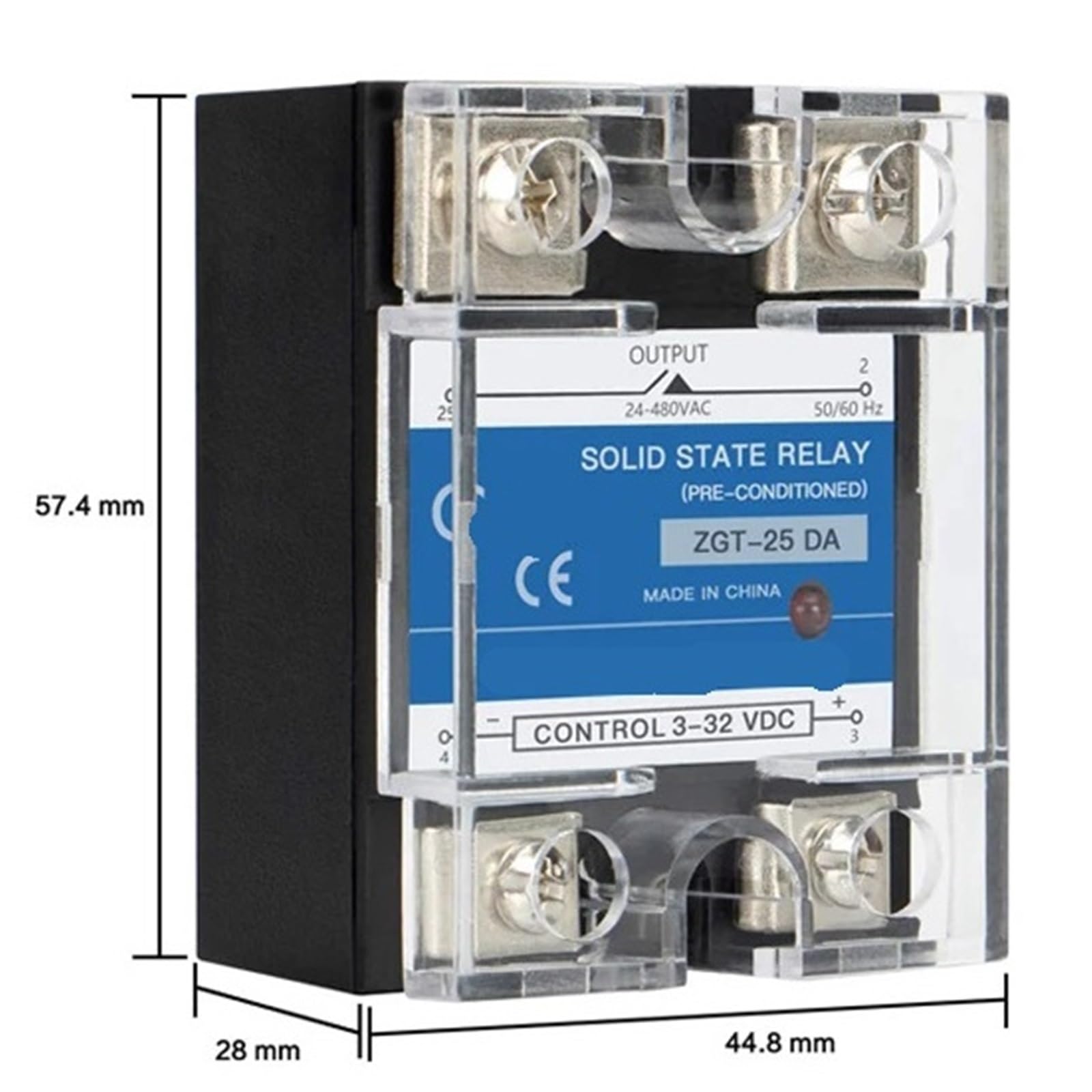 CG 10A 25A 40A 60A 80A 100A AC 220V Disipador de calor de relé de estado sólido 3-32VDC a 24-480VAC | 100A