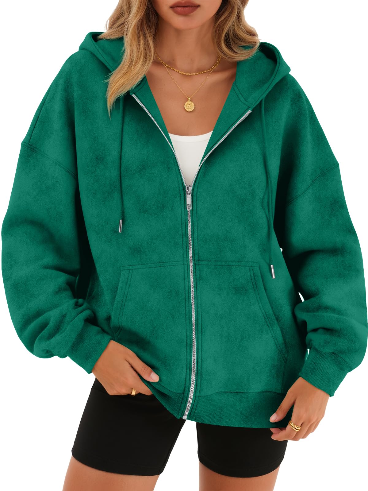 Trendy Queen Zip Up Hoodies for Women Oversized Acid Wash Sweatshirt Winter Fashion Jacket Cute Y2k Fall teen girls pullover