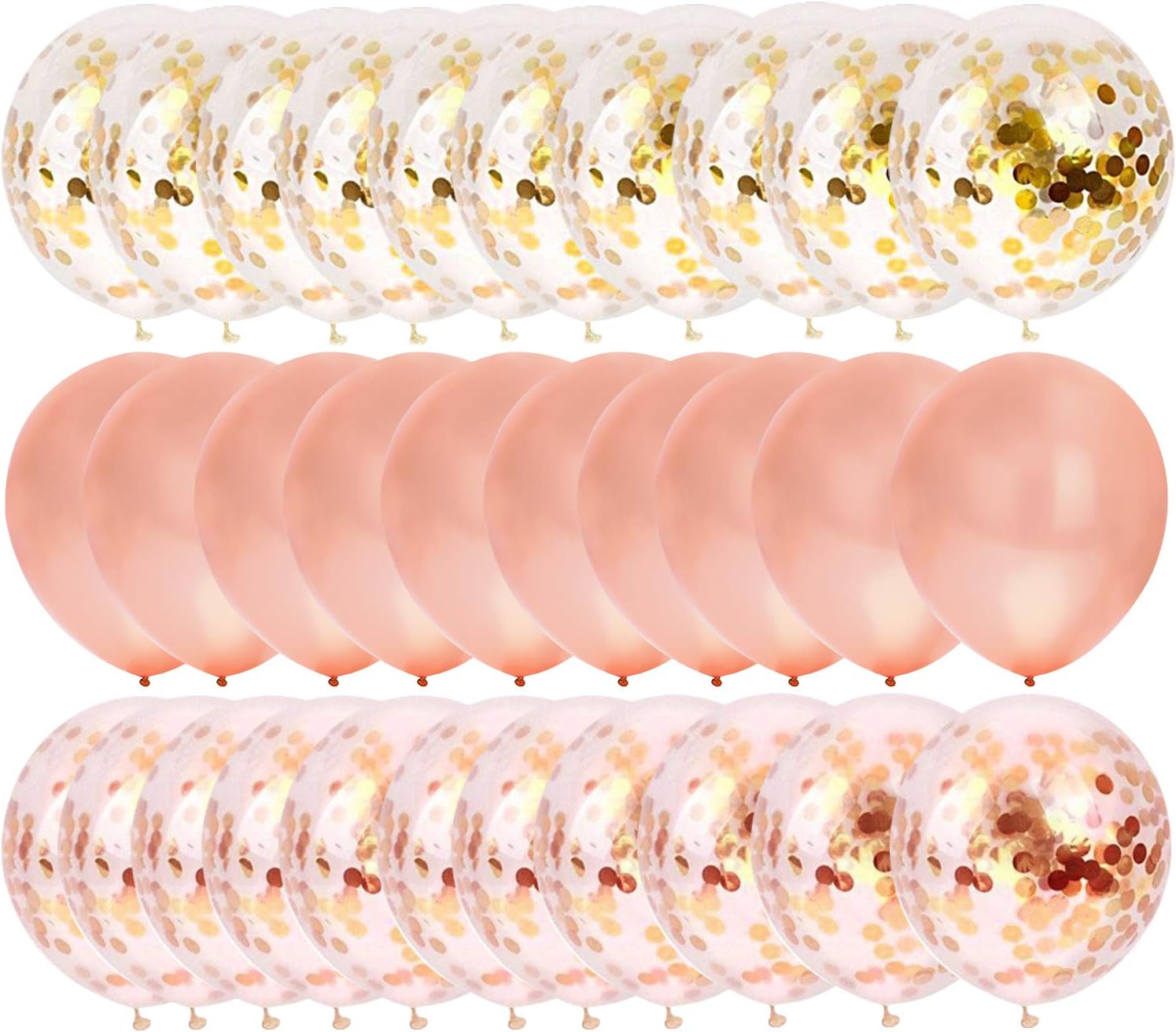 30-Count Gold & Rose Gold Confetti Dots Balloons, Real Rose Gold Latex Balloons 12'' for Birthday Party, Wedding, Bridal Shower, Baby Shower and Holidays