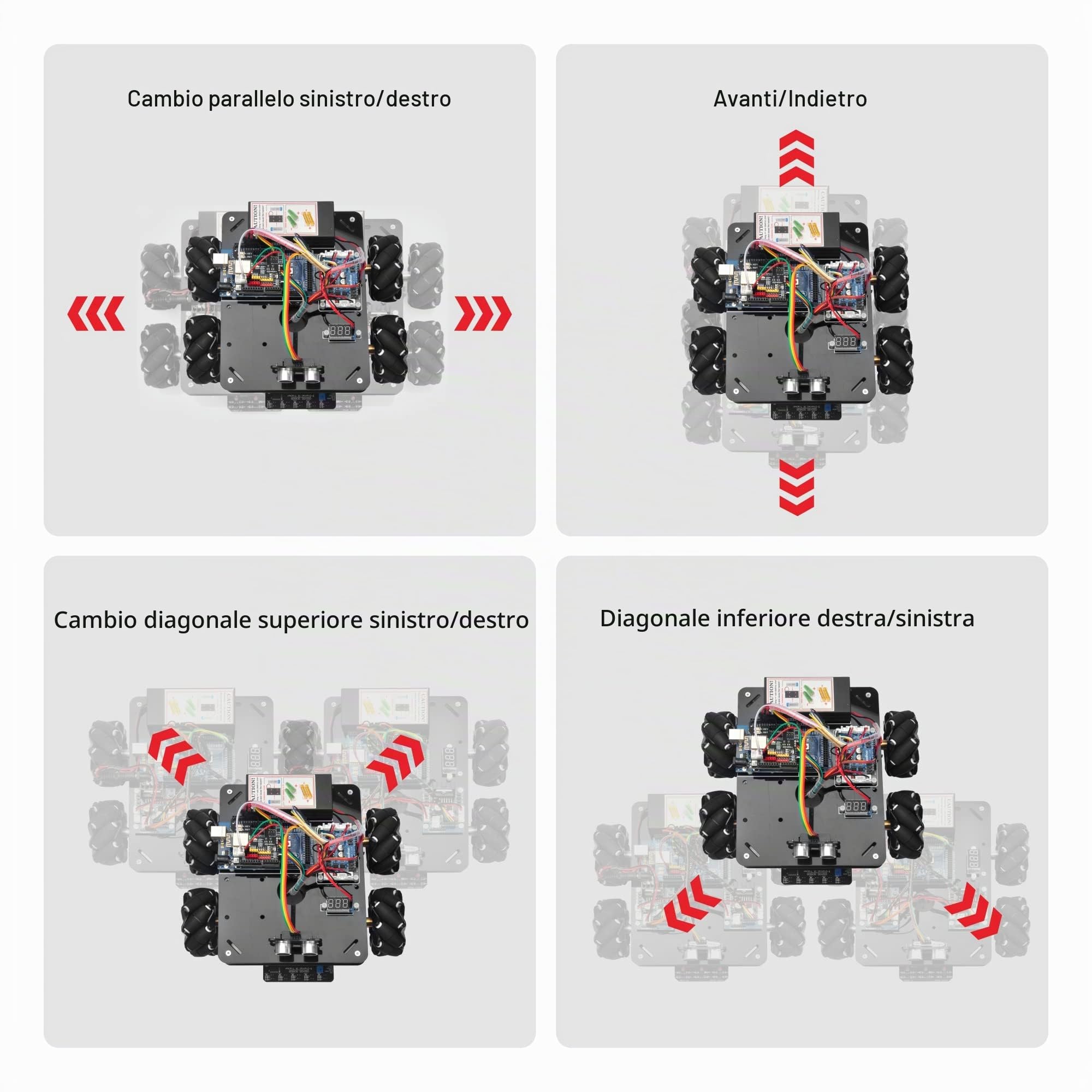 OSOYOO Omni-directinal Mecanum Wheels Robot Car Kit per Arduino Mega2560|Telaio in metallo Motore a corrente continua Robot STEM educativo telecomandato | Codifica fai-da-te per adolescenti adulti