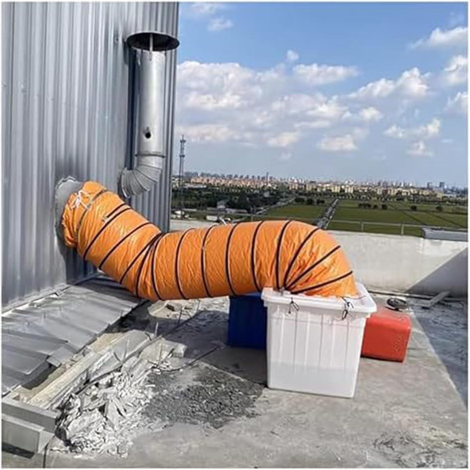 Multifunctional PVC Flexible Duct Hose with Adjustable Rope D Hook, Waterproof, Folding exhaust duct, Easy Storage, for Exhaust Fan(10ft,Diameter - 500mm)