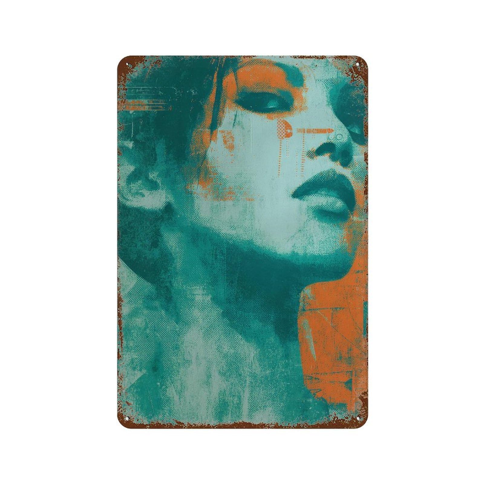 xiaoxiaoshen Woman Portrait. Retro Futuristic Wall Decor Art Metal Tin Poster Modern Home Decor Art Home Bar Shop Decorations Vintage Sign 30x20cm