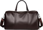 Sac de voyage en cuir pour hommes, sacs de nuit woven sur week-end pour sport d'affaires Gym (Brown)