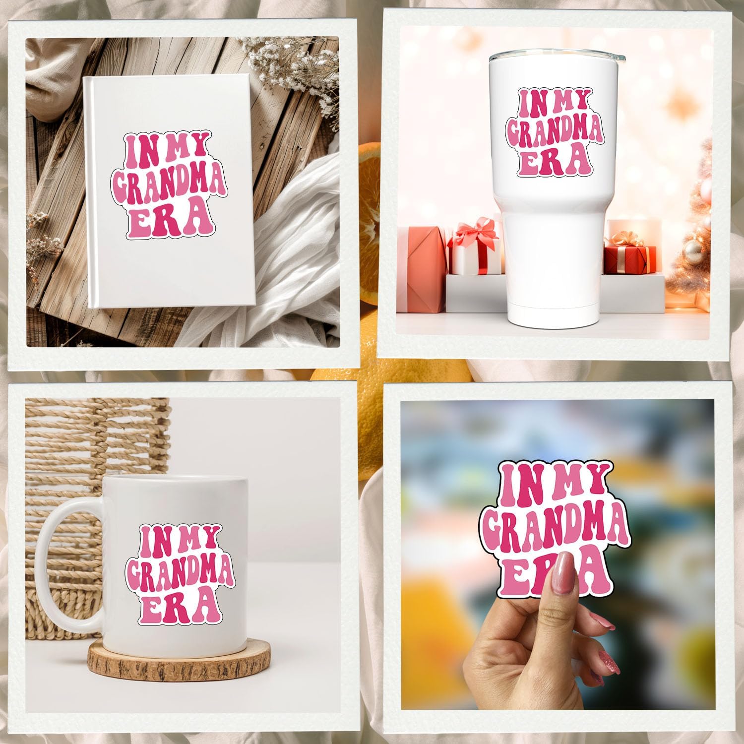 (3Pcs) In My Grandma Era Sticker Mothers Day Quote Funny Mama Aesthetic Gifts Present Waterproof Vinyl Decal for Kindle Water Bottle Bumper Car Hard Hat Phone Laptop Inspirational Appreciation - 3x2.9 image 3