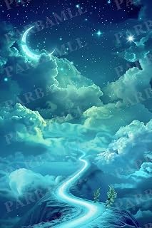 Unframed Oil Painting Posters,Mysterious Sky Road Wall Art,Canvas Posters Hd Print Design Picture,Suitable For Gifts To Friends Or Bathroom Decor Wall Decor -8x8 Inch