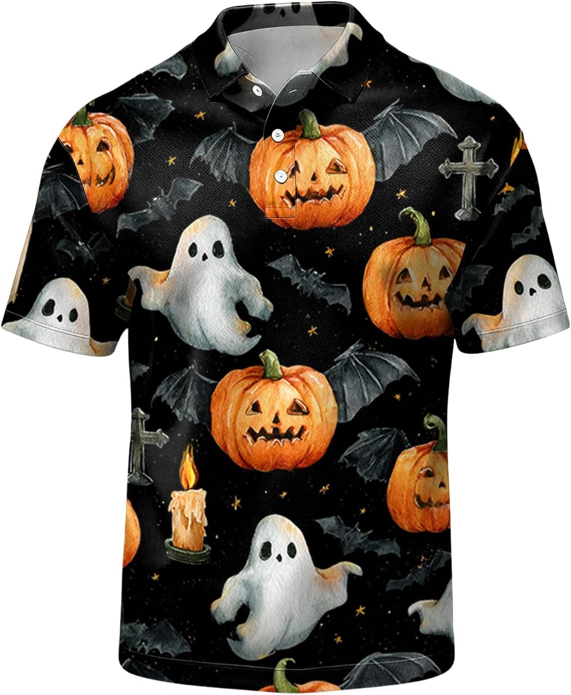 Mens Halloween Golf Polo Shirt Short Sleeve Funny Horror Top