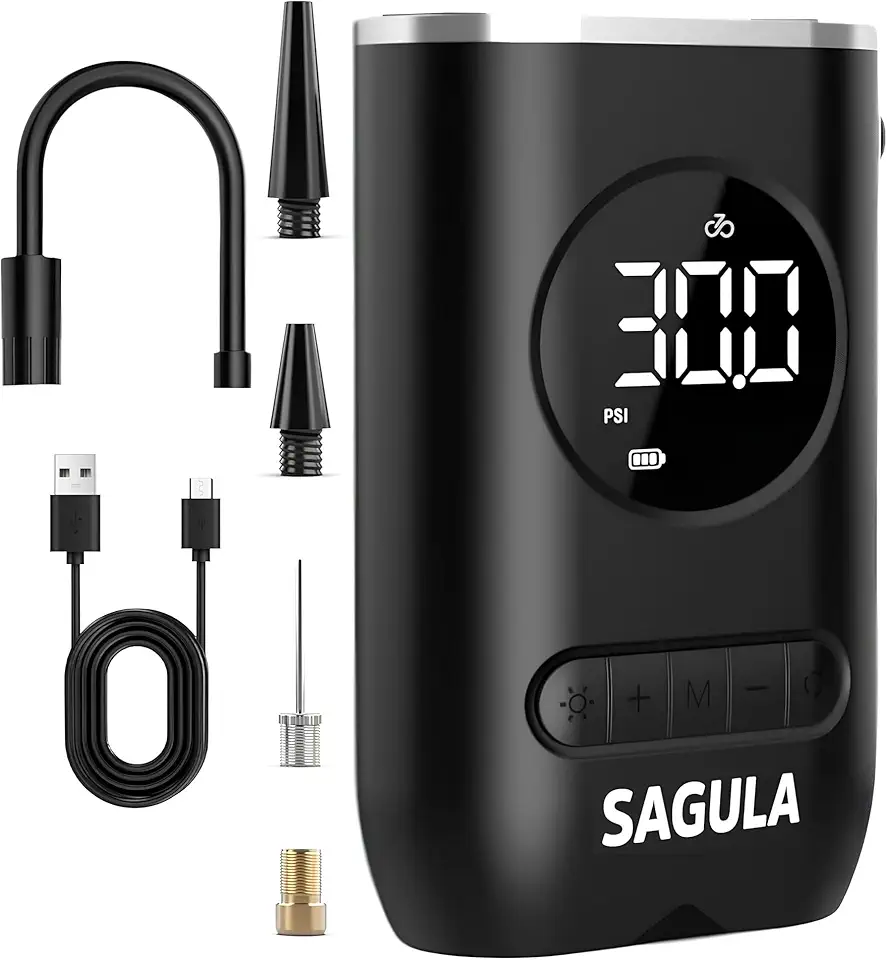 CALIBRADOR BOMBA DE AR PARA ENCHER PNEUS DE CARRO MOTO BIKE BICICLETA ENCHEDOR DE BOLAS COLCHÕES INFLÁVEIS MINI COMPRESSOR PORTÁTIL E COMPACTO ELÉTRICO BIVOLT CARREGAMENTO VIA USB TIPO C (PRETO)