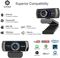 Vista 7 de NaviCam - Cámara web con trípode, cámara web HD 1080p, cámara web USB con micrófono para zoom OBS, Skype y Facebook, cámaras web de transmisión