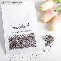 Vista 351 de Beadsland Diamantes de imitación de cristal con parte trasera plana, gemas redondas para arte de uñas y manualidades, pegamento fijo, violeta