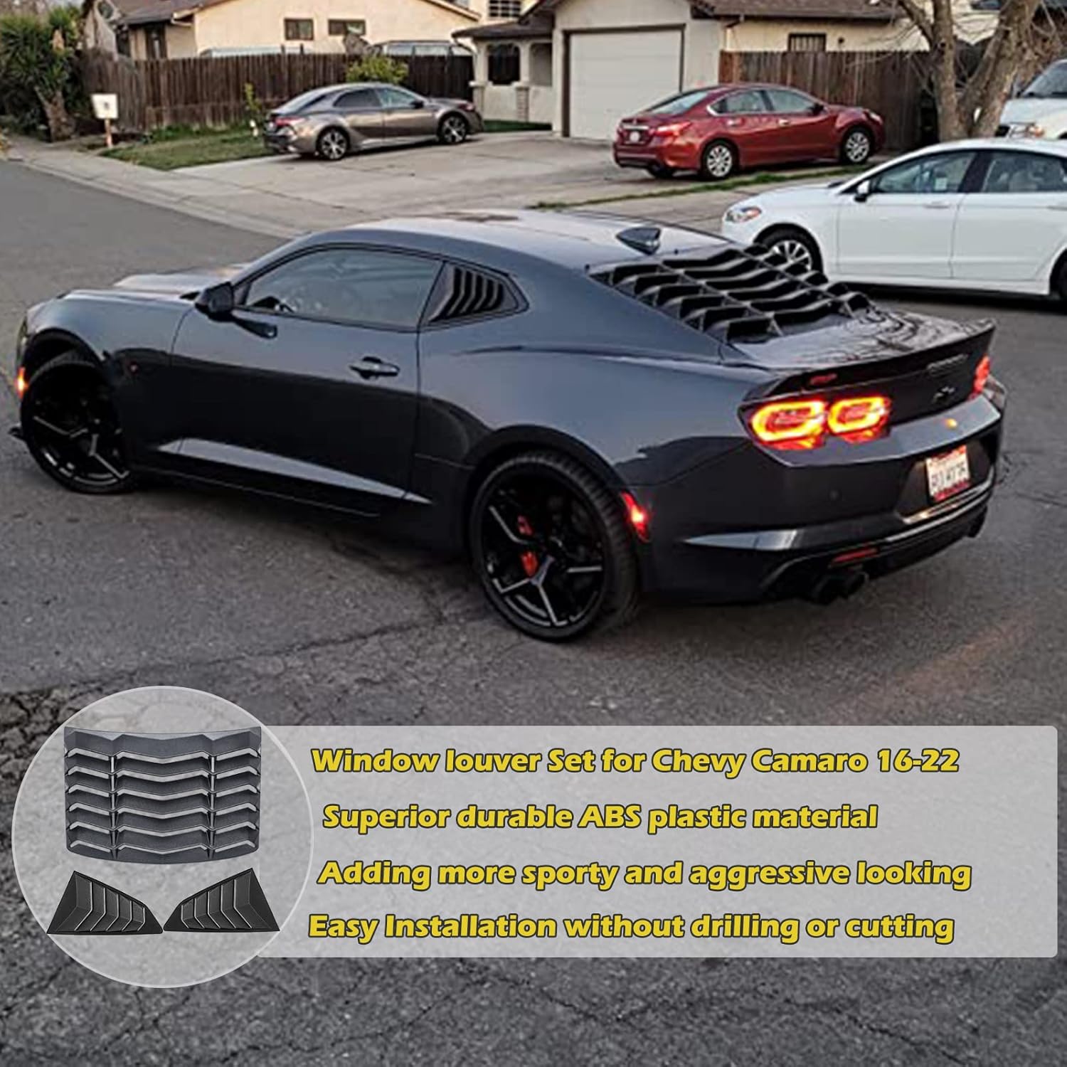 最大43OFFクーポン USパーツ取り扱い専門店 USDMUSウィンドウルーバー シボレーカマロのための2×1 4明るい黒サイドウィンドウ