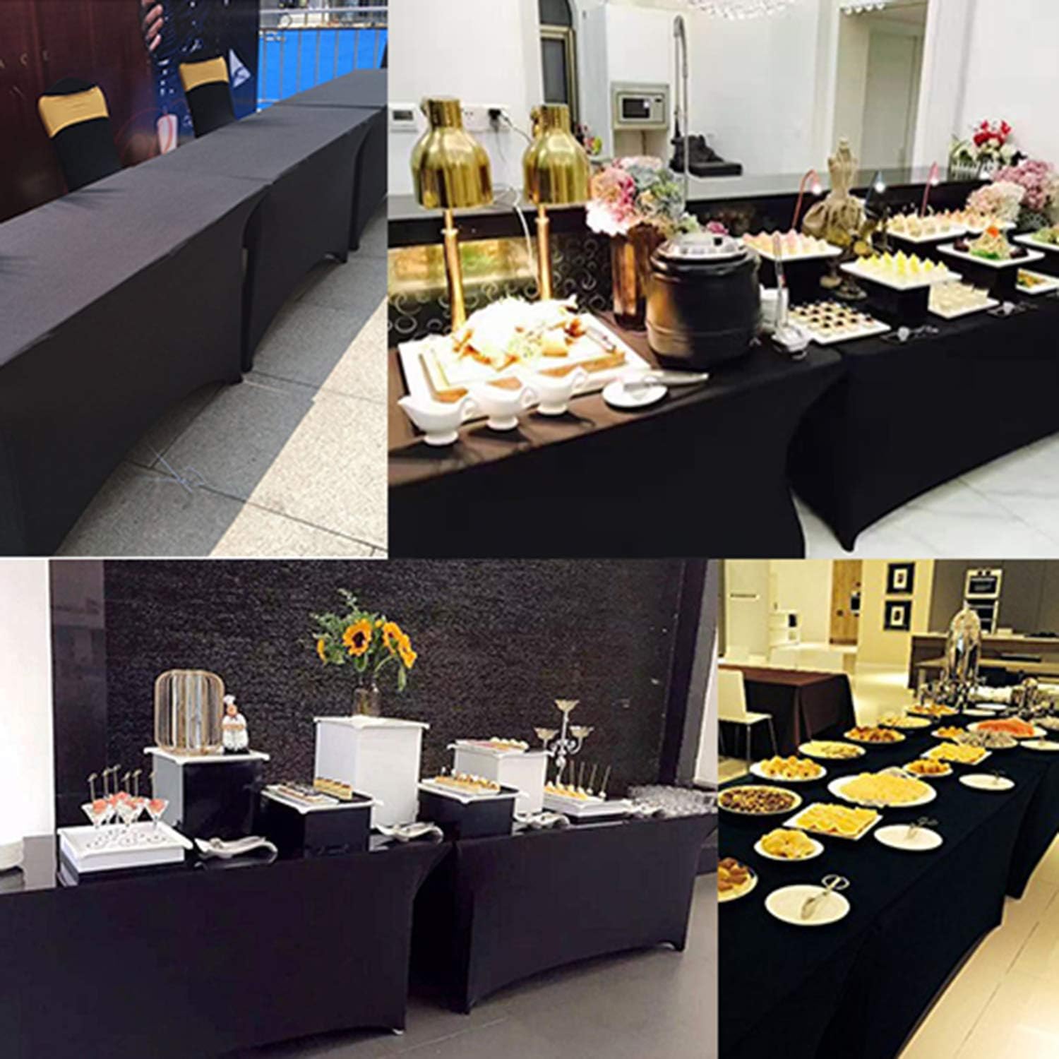 RELIANCER 2 Pack Stretch Spandex Table Covers for Rectangular Tables,8FT Elastic Fitted Tablecloth,Universal Rectangular Table Cloth Protector for Outdoor Party,Wedding,Bar,Birthday,Banquet,Events