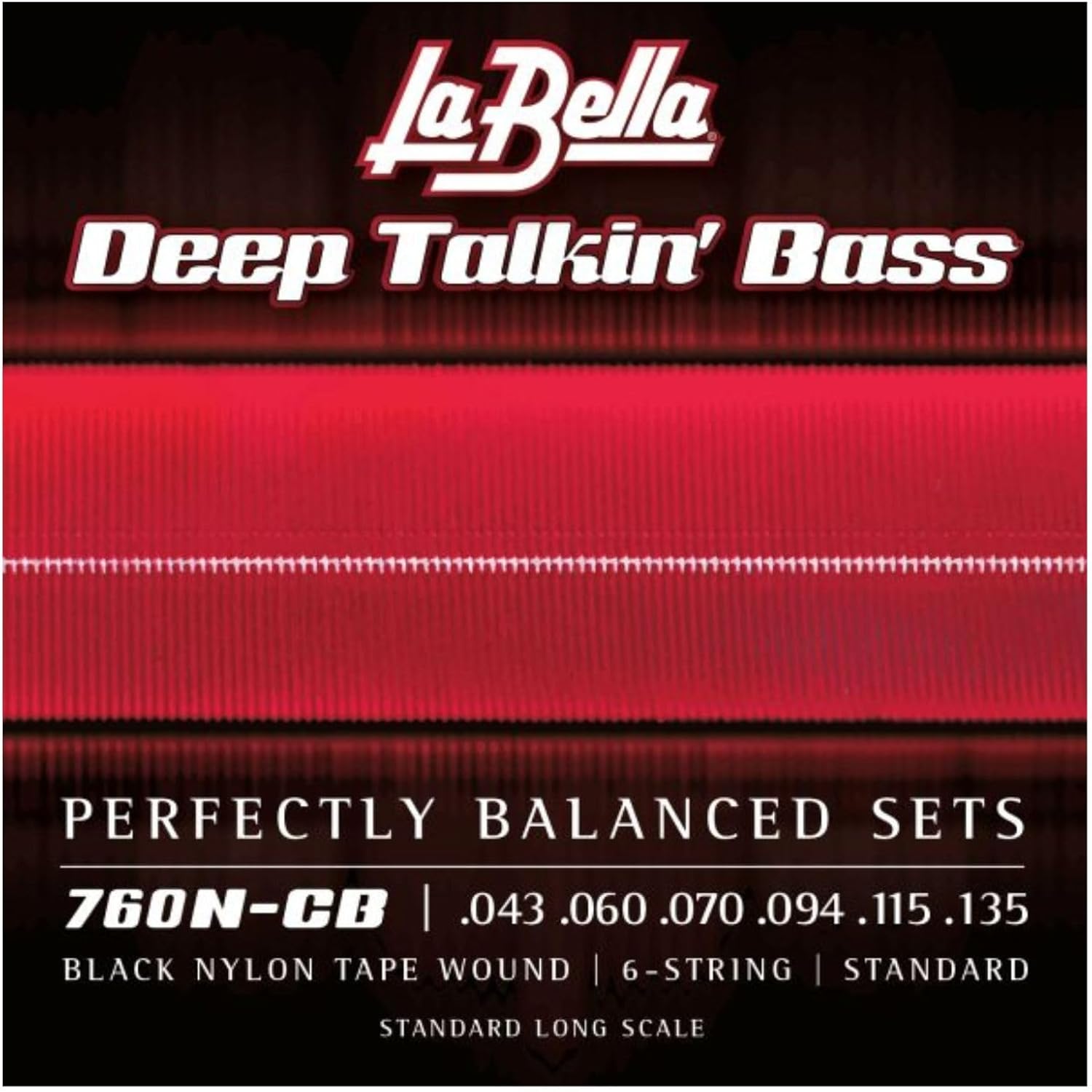 La Bella 750N-CB Deep Talkin Black Nylon Tape Wound Light Bass Guitar String 43-135
