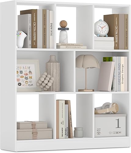 Miniatura 14 de VASAGLE Juego de 2 estanterías, estanterías, 5 compartimentos, estantes independientes y organizadores de cubos, estantes de exhibición para Blanco