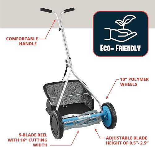 Miniatura 33 de American Lawn Mower Company 1204-14 Cortacésped de carrete de empuje de 4 hojas de 14 pulgadas, color rojo