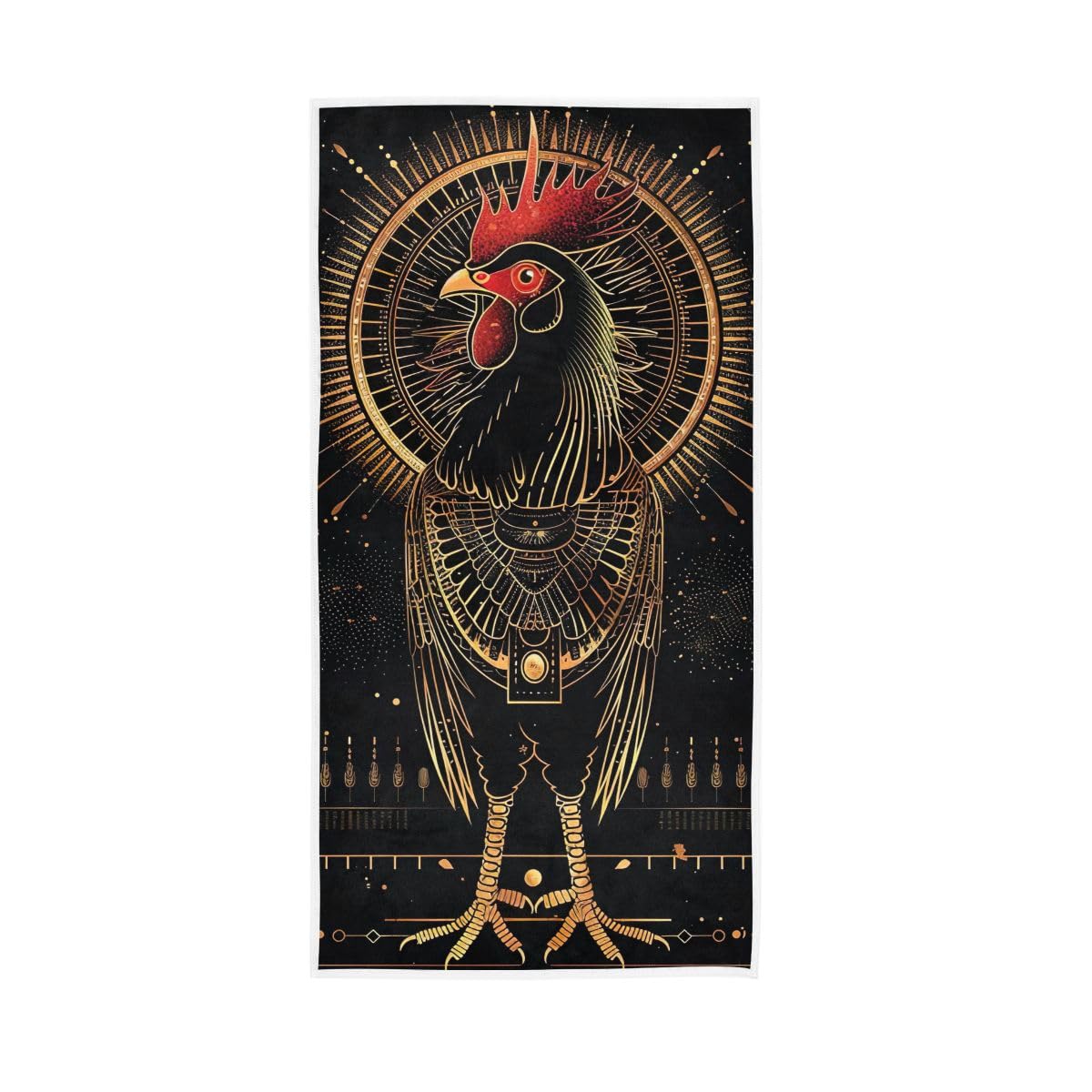 LSRCPD Golden Robot Rooster Hand Towels, Hand Towels Decorative 15 x 30 Inches, Absorbent Towels