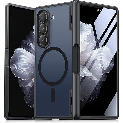 MOBOSI Magnetic for Z Fold 5 Case with HD Screen Protector, Compatible with Magsafe, Full-Body Slim Coverage Hinge Protection, Shockproof Phone Cover for Samsung Galaxy Z Fold5, Black