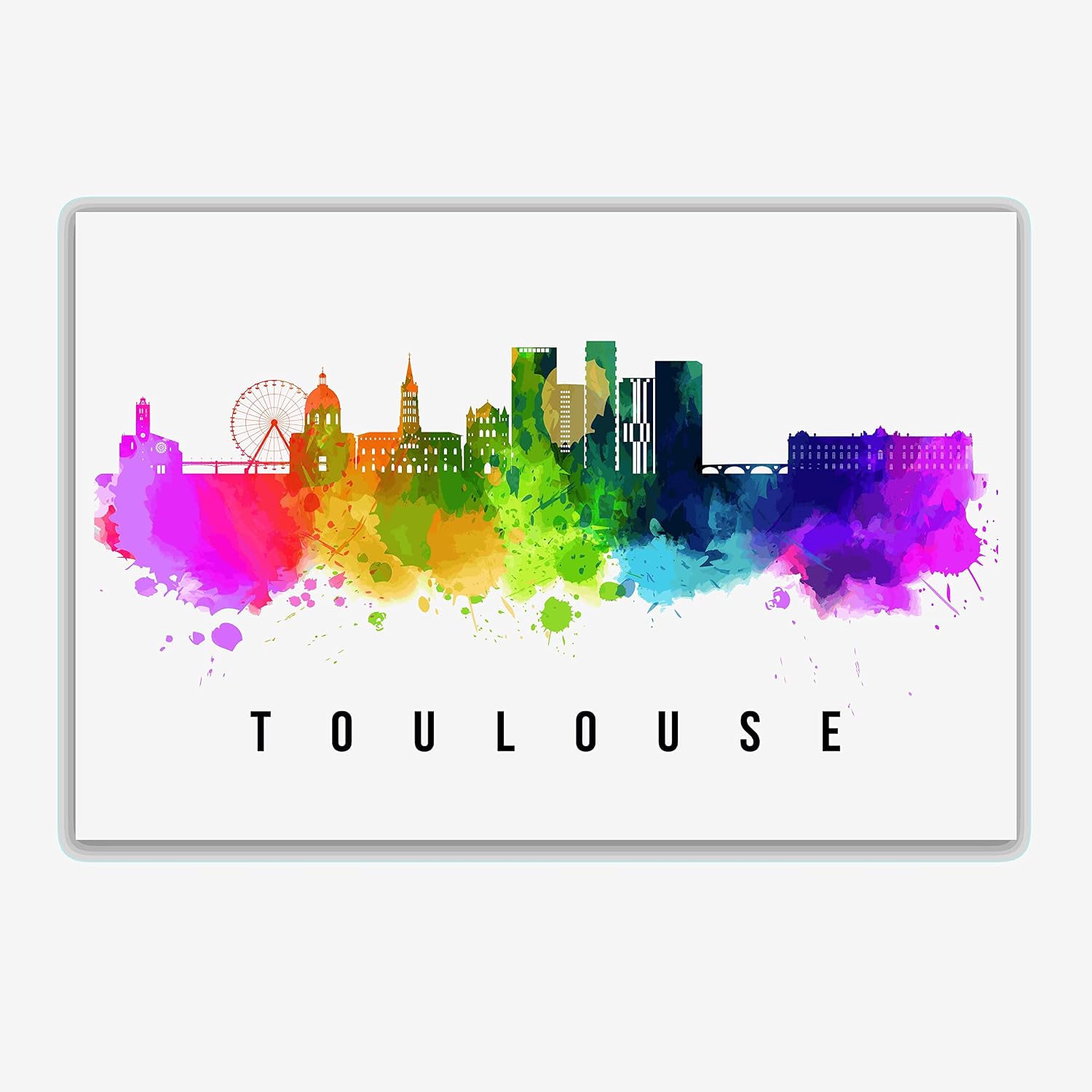 Toulouse Skyline France Poster, Toulouse Cityscape Painting, France Poster, Toulouse Cityscape and Landmark Print, Home Wall Art, Office Wall Decor